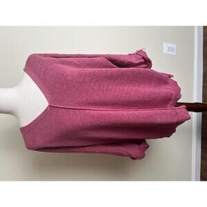 Chico’s Women’s Knit Sweater Plus Size 2X Pink V-Neck Roll-Tab Sleeves